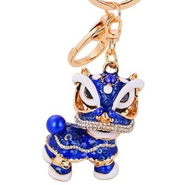 Hyning Chinese Lion Keychain Dance Pendant for The Christmas and Carnival (Right-Blue)