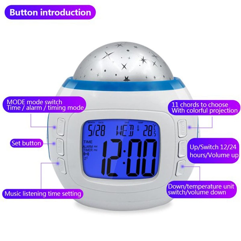 Jetcloud LED Alarm Clock with Star Galaxy Projector Light Portable