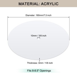 Awclub Round Lampshade Diffuser, 7.5" Diameter with 3/8" Center Hole Diffuser Lamp Shade for Drum Style Lampshades Pendants Softening Light, Frosted White Acrylic, Fits 8-8.5" Openings