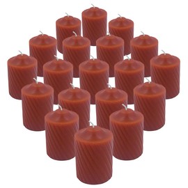15 Hour Lightly Scented Votive Candles with a Textured Surface 19 Candles Per Box Made in The USA (Burnt Orange/Pumpkin Delight Scent)