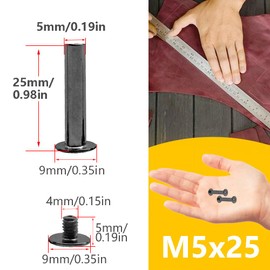 Hocansen 100 Pieces/50 Sets Binding Screws in Black Metal Flat Head Screw Chicago Screws for Books Decoration and Binding (Gunmetal/M5 x 25 mm)