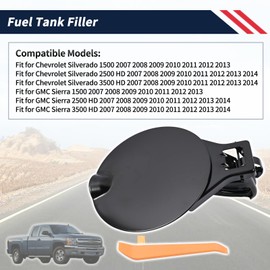 Promrmr Fuel Tank Filler with Door Bumper Fuel Door Cover Housing Compatible with Chevy Silverado 1500 2500 HD 3500HD, For GMC Sierra 1500 2500 HD 3500 HD 2007-2014 Replace 25871805