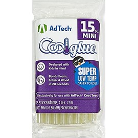 AdTech 2100-3415 Ultra Low Temp 15-Pack Cool Glue Sticks and Cool Tool Kit with Glue Gun for Kids Crafts