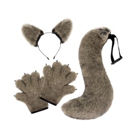 Perfeclan Wolf Ears and Tail Set Lovely Claws and Tail Set for Stage Performance Festival, Grass Yellow
