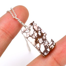 GEMKORA Real Wild-Horse Raw Crystal Pendant Necklace, Natural Gemstone, Flat Bars, Rough Crystal, Healing Stone, Gift for Women Jewellery Length 18 inch