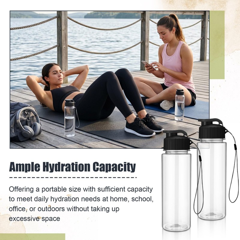 100 Pieces Reusable Plastic Water Bottles Bulk, Black