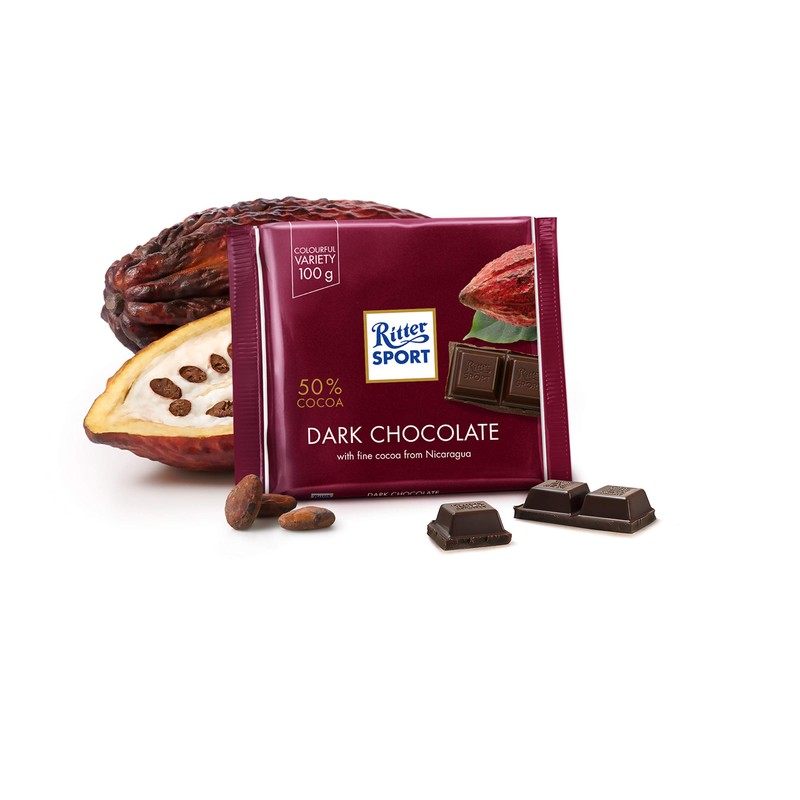 Ritter Sport Dark Chocolate 50% Cocoa 100g/3.52oz (Pack of 8)