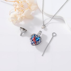 TOUPOP Cardinal Urn Necklace for Ashes Sterling Silver Heart Cremation Jewelry with Heart Crystal Keepsake Necklaces Memorial Sympathy Gifts for Women Mom Wife