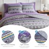 3 Pieces Colorful Boho Quilt Set Full Queen Size, Purple