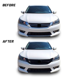 Front Grille Trim Chrome Delete Blackout Precut Vinyl Wrap Overlay Kit Compatible with Honda Accord Sedan 2014 2015 - Gloss Black
