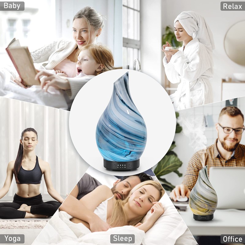 Essential Oil Diffuser 120ml Ultrasonic Aromatherapy Diffuser with Handmade Glass