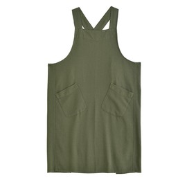 Nanxson Women Linen Apron Kitchen Apron Cross Back Vintage Cooking Apron with 2 Pockets for Baking Gardening Cooking, Green