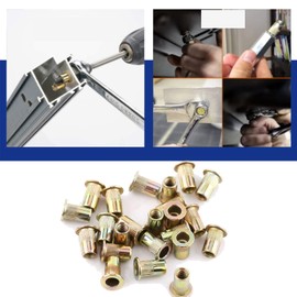 M3-M12 Carbon Steel Flat Threaded Rivet Nut Flange Rivnut Knurled Steel Head Threaded Insert Nutsert Assortment Kit(M3（100 pcs/Pack）)