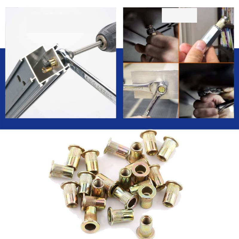 M3-M12 Carbon Steel Flat Threaded Rivet Nut Flange Rivnut Knurled