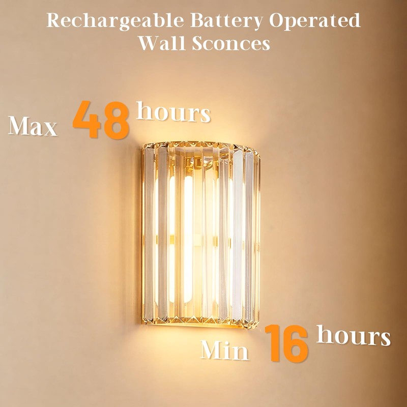 Keep Shinning Gold Battery Operated Wall Sconces Set of Two,