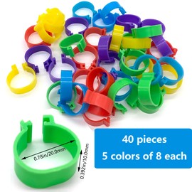DHER A pack of 40 poultry anklets in 5 colours, 20 mm anklets, poultry foot rings, foot rings for poultry, leg rings, suitable for marking chickens, ducks etc