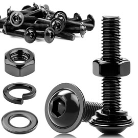 Pack of 15 Screws M8 x 40 Rounded Head Screws M8 Screws Black Screws with Nuts Flat Head Screws M8 Stainless Steel A2 V2A Stainless Steel Screws Hex Nuts Washers Assortment Kit