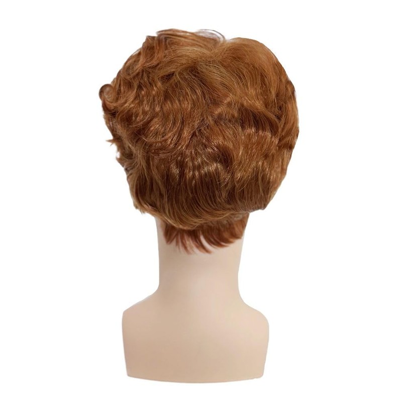 Orange Short Curly Wig for Men Ginger Natural Fluffy Side