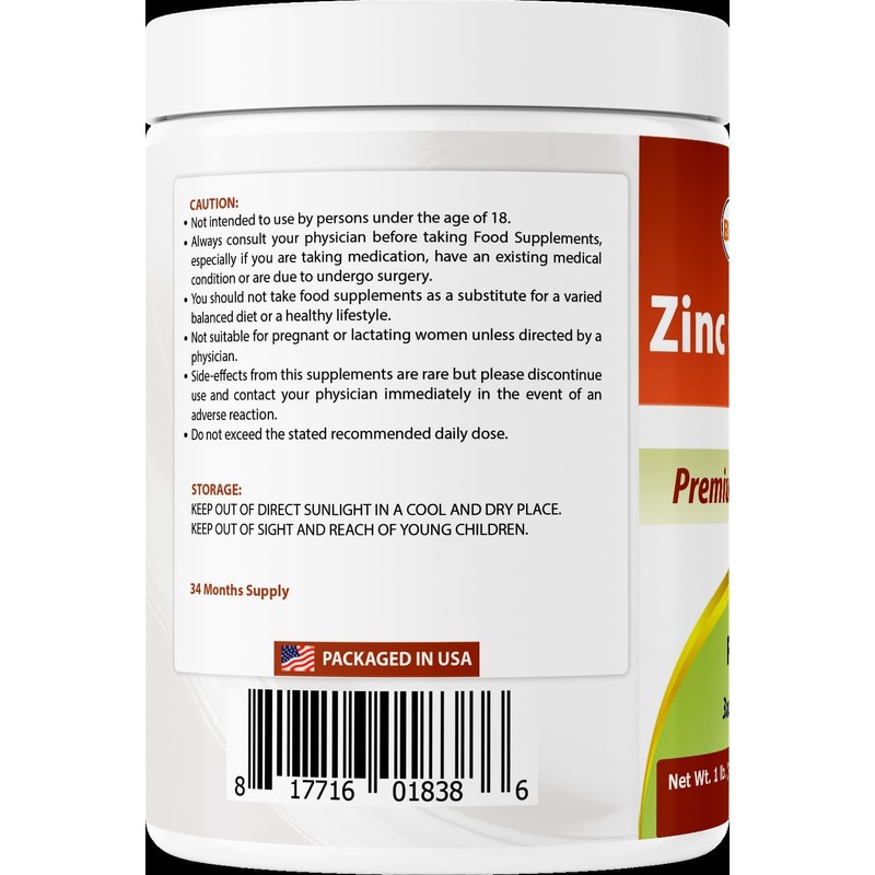 Best Naturals Zinc Gluconate Pure Powder 1 Pound