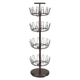 Household Essentials 2139-1 Metal Four-Tier Adjustable Revolving Shoe Rack | Holds up to 24 Pairs of Shoes | Antique Bronze Finish
