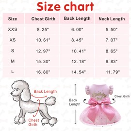 Otunrues Dog Birthday Dress, Dog Tulle Dress with Big Bowknot Princess Dog Birthday Outfit Girls Doggie Dresses Clothes for Small Dog Cats Pink L