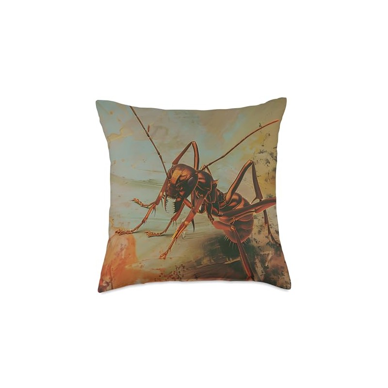 Insect Lover Abstract Vintage Fire Ant Throw Pillow