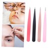 Baluue 4pcs Stainless Steel Eyebrow Clips Pointed Tweezers for Precision