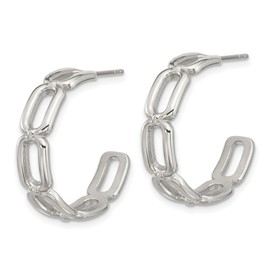 Diamond2Deal Stainless Steel Polished Open Link Hoop Earrings (L-0.94 Inch, W-0.98 Inch)