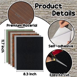 Warmtree 6 Pcs Village Accessories Village Roads and Streets Snow Mat Cobblestone Road Brick Mat for Landscape, Self Adhesive Coated Paper Diorama Supplies for Miniature Scenery Model(Color Mixing)