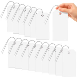 Glarks 101pcs White 8 x 16cm Waterproof Writable Tags with String Set, PVC Shipping Tags, Heavy Duty Shipping Moving Tag, Blank Labeling Tag for Home, Office
