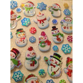 CHRISTMAS PAPER CRAFTS SNOWMEN WITH SNOWFLAKES EPOXY FOIL STICKERS