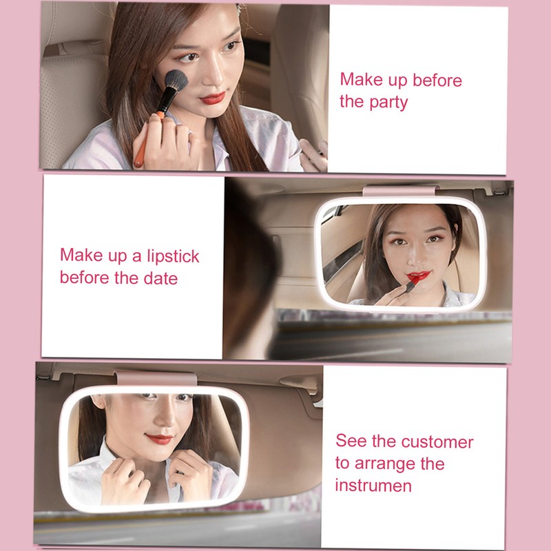 Car Sun Visor Mirror with LED Lights Makeup Sun-shading Cosmetic