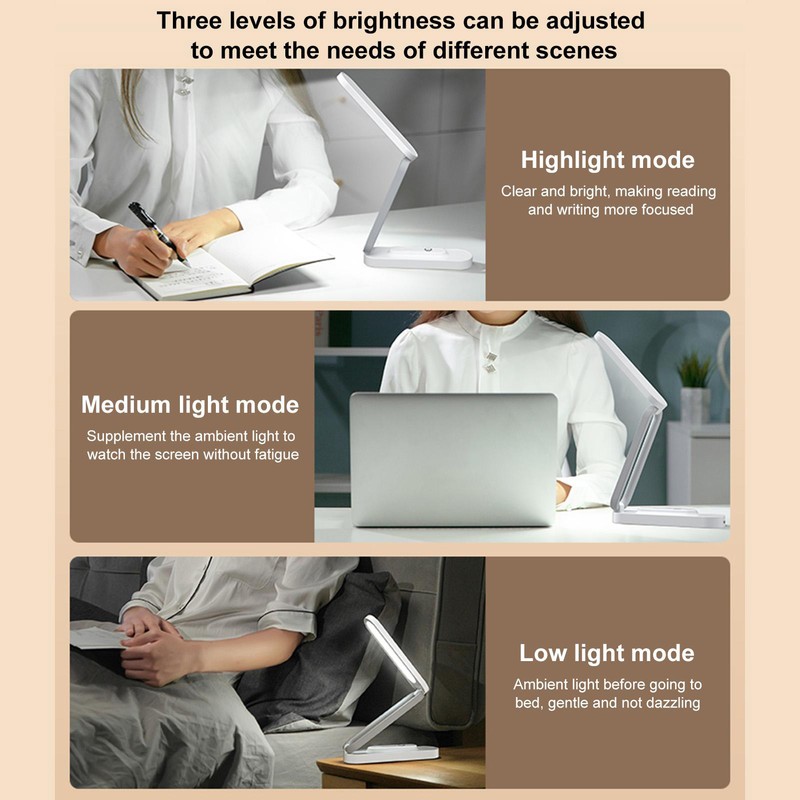 Folding LED Lamp Adjustable Dimmer Foldable Night Light Home Office