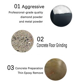 Redi-Lock Concrete Floor Preparation Disc, Diamond Metal Grinding Shoes, Double Bar Segs Compatible for Husqvarna Grinder, 60/80 Grit Medium Bond, 3PCS