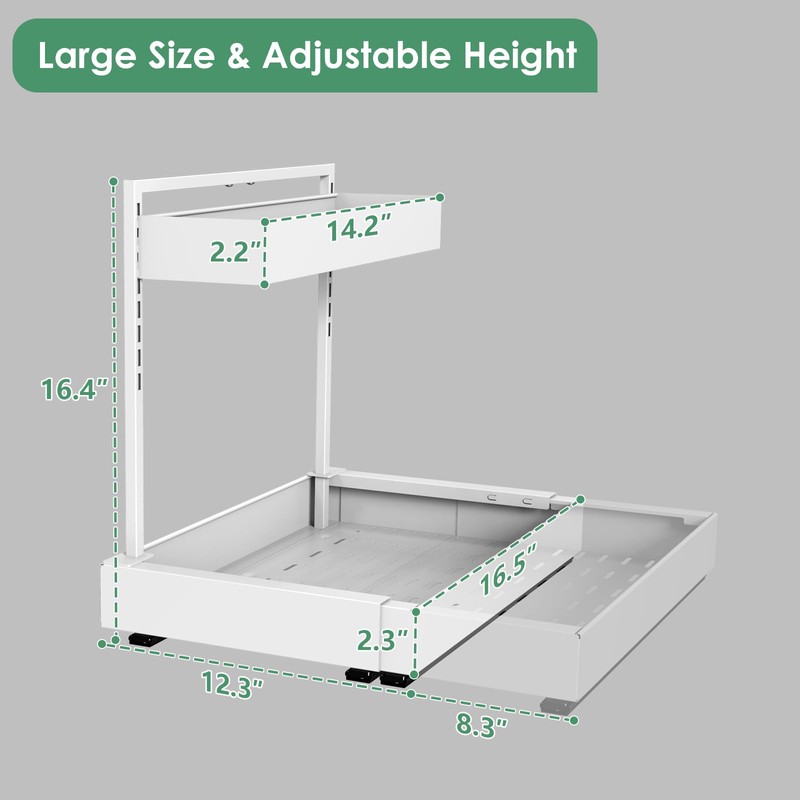 REALINN Expandable Under Sink Organizers and Storage, 2 Tier Under