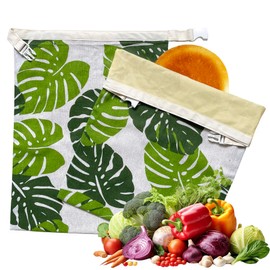 NEOHANA 2 Packs Beeswax Bread Bags,Bread Bags for Homemade Bread, Reusable Cotton Beeswax Bread Bag to Keep Fresh,Sourdough Bread Bags