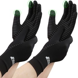 2-Pairs Pack Copper Full Finger Compression Gloves, Copper Arthritis Gloves for Women & Men Relieve Pain from Arthritis Pain, Swelling and Rheumatoid, and Everyday Hands Support (Medium (Pack of 2))