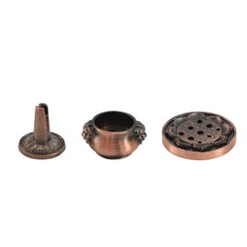 HUIANER Incense Burner, 3Pcs Red Copper Incense Burner Holder Cone Holder Bowl-Shape Incense Burner for Joss Stick, Tower Incense, Incense Coil (3 Styles)
