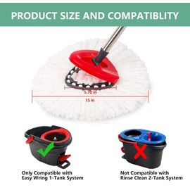 [ 5 Pack ]Mop Heads Replacements, Spin Mop Replacement Head Deep Cleaning Machine Washable and Easy-to-Replace,Spin Mop Refill Replacement Head 100% Microfiber,Mop Head Compatible with O Ceda EasyWrin