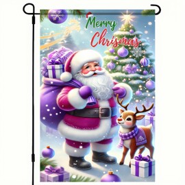 BlissYard Christmas Garden Flag Santa Claus Garden Flag 12x18 Double Sided Xmas Santa Claus Deer Yard Flag Winter Holiday Farmhouse Patio Proch Lawn Banner