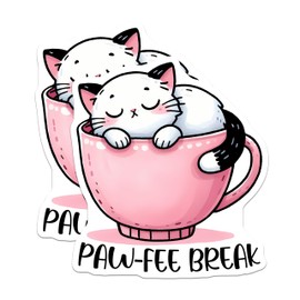 (2 Pack) Cute Cat Paw-Fee Break Magnets - Fun Kitchen Magnets - Adorable Coffee-Themed Magnets - 5" On Longest Side - for Cars, Refrigerators, Toolboxes, Lockers - Made in USA BMCS3299
