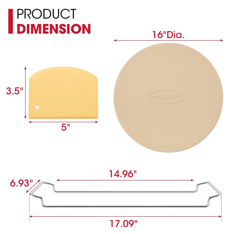 Unicook Round Pizza Stone for Oven and Grill 16 Inch,