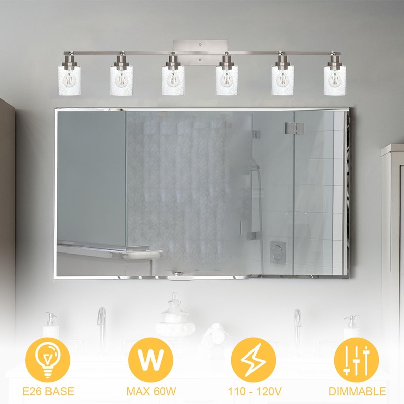 Wanluce 6-Light Brushed Nickel Kitchen Track Lighting Fixtures Ceiling Mount