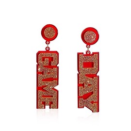 Colorful Acrylic Game Day Drop Dangle Earrings Glitter for Football Lover Sports Team Supports Accessories-F