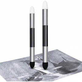 Kosiz 2 Pcs Blending Sponge Pen Double Headed Rub and Buff Washable Sketch Rubbing Sponge Brush Wipe Reusable Blending Stump Drawing Art Blenders for Artist Highlight Shadow Detail Tool (White,Black)