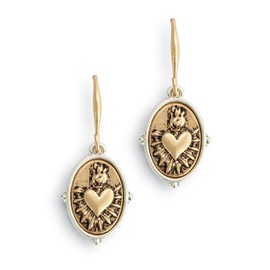 DEMDACO 1008100090 Wrapped in Prayer Womens Gold Tone One Size Metal Fashion Dangle Drop Earrings Sacred Heart