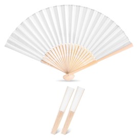 Altaroo Fecher Women's Hand Fans, White, Small, 38 x 21 cm, DIY Handmade Fan for Dancing, Photo Props, Wall Decoration, Wedding Accessories, Pack of 2
