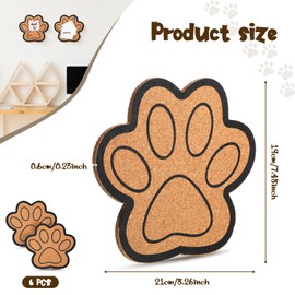 Decorative Cork Bulletin Board for Walls Memo Bulletin Pin Board Dog Paw Shape Bulletin Cork Board for Office Home Kitchen (6 Pieces)