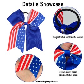 4th of July Hair Ribbon for Girl Women Star Bow Elastic Hair Ties Independent Day Hair Band 4th of July Parade Hair Accessories Stretchy Hair Ropes Hair Loop Ponytail Holders for Thick Hair