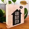 Willkommensgeschenk - Willkommen Holzbild + Reagenzglas zum Hinstellen opt. als